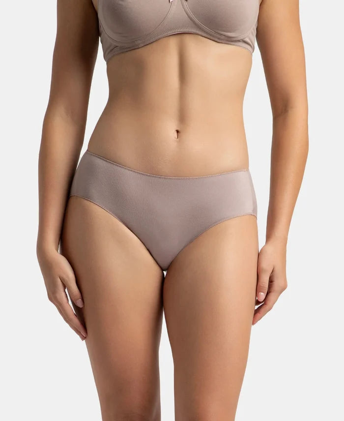 High Coverage Micro Modal Elastane Stretch Hipster With Ultrasoft Concealed Waistband - Mocha & Anemone (Pack of 2)