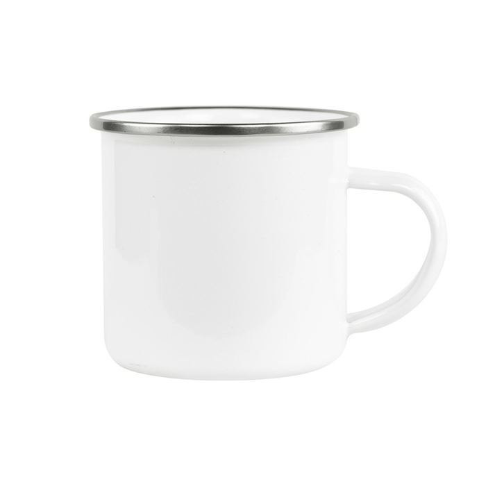 HPN SubliCraft 12 oz. Sublimation Fine Enamel Mug with Silver Rim - 48 per Case - HeatPressNation