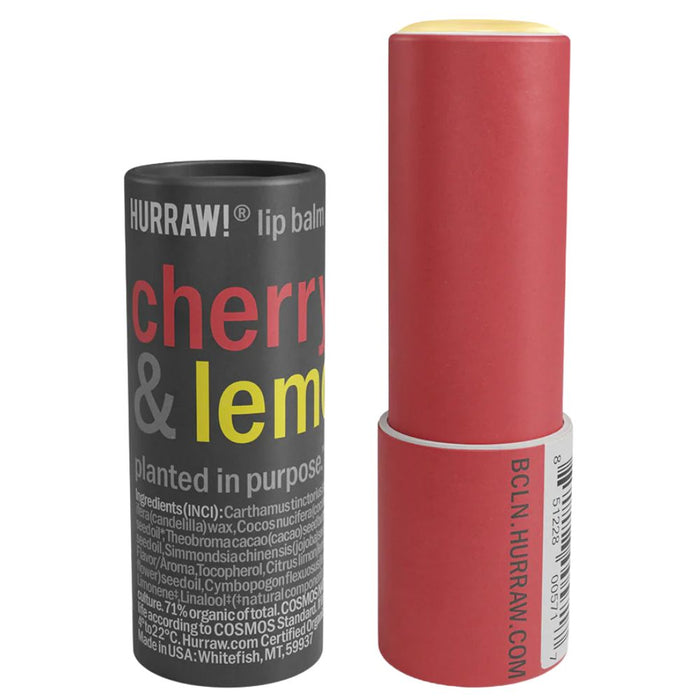 Hurraw Lip Balm - Cherry & Lemon (Cardboard Tube)