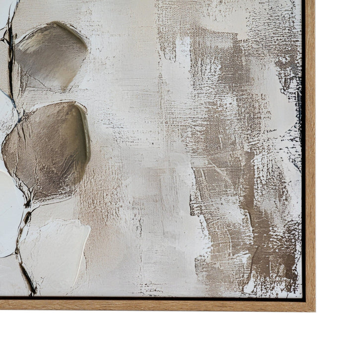 Ila Neutral Leaf Print Framed Canvas Wall Art Accessories