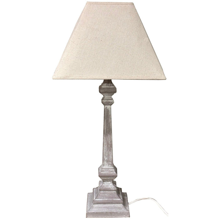 In Stock - Alnwick Wooden Table Lamp with Neutral Shade Lighting