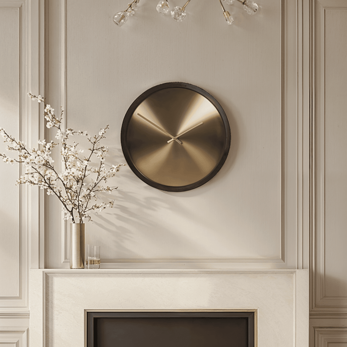 In Stock - Laylani Brass & Black Medium Wall Clock Accessories