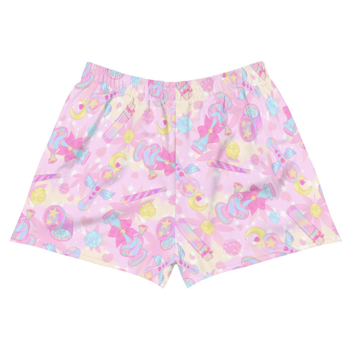Indica Magica kawaii athletic shorts in pink with star-and-moon grinders and konpeito buds