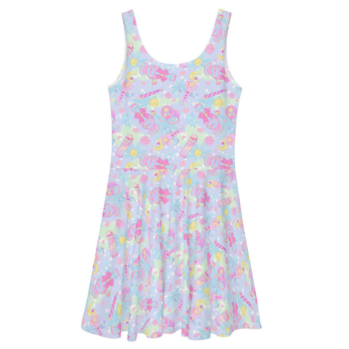 Indica Magica kawaii skater dress in pastel with candy-striped joints and konpeito buds