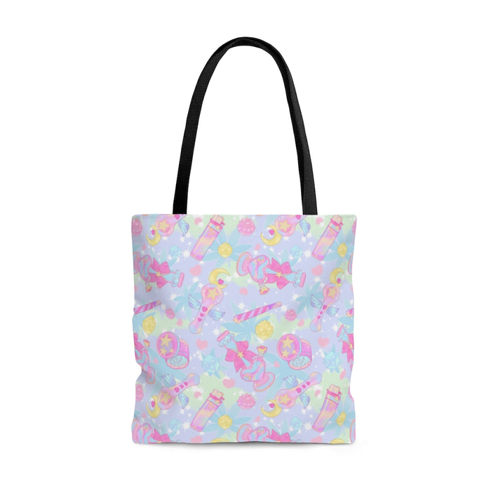 Indica Magica Tote Bag (Lilac) features a playful design, perfect for kawaii outfits and everyday adventures.