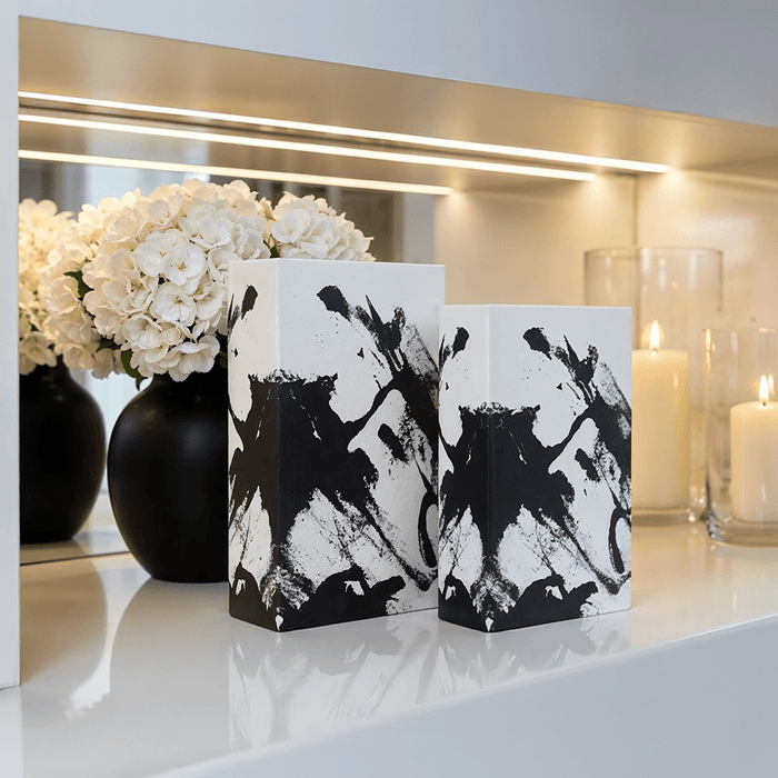 Isadora Abstract Monochrome Book Boxes- Set of 2 Accessories