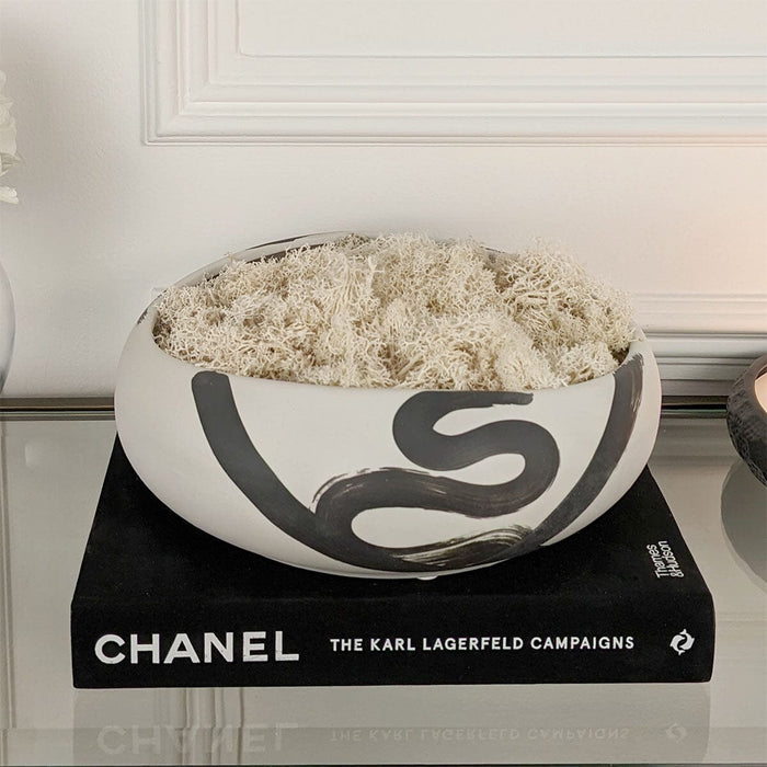 Jaxon Black & Cream Paint stroke Decorative Ceramic Bowl Accessories