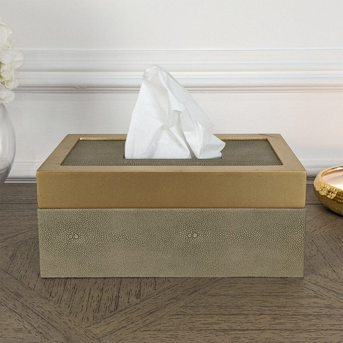 Josette Mink Shagreen & Gold Decorative Tissue Box Accessories