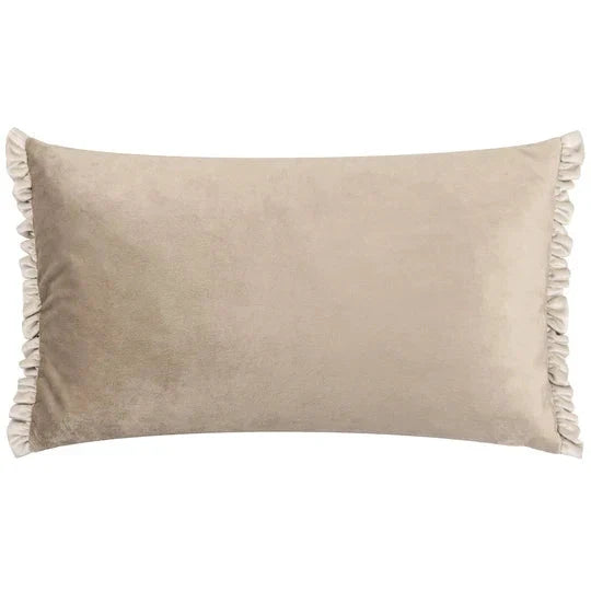 Katrina Cream & Nude Frill Edge Bolster Cushion - 30x50cm Textiles