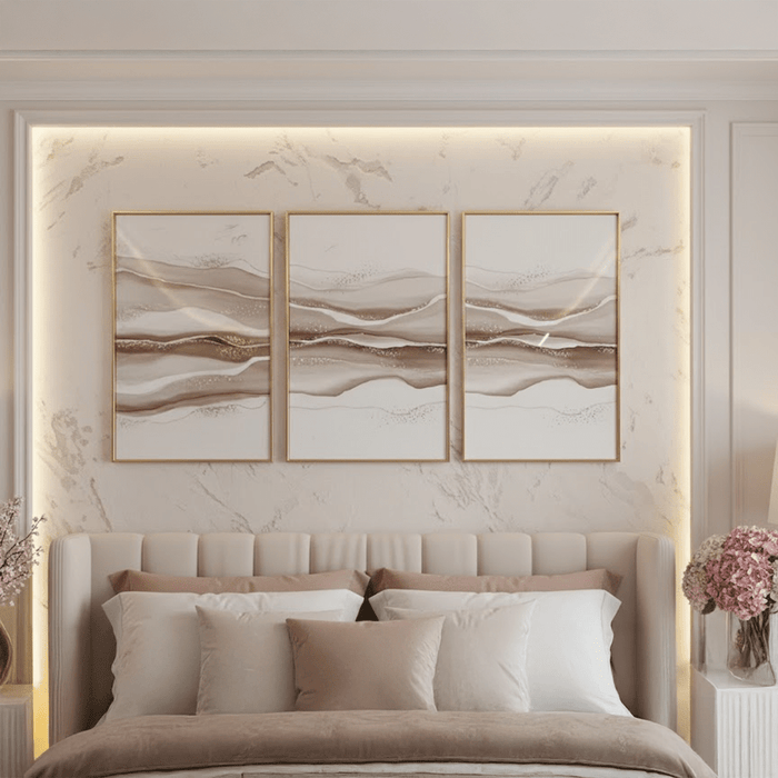 Laila Taupe & Gold Framed Wall Art - Set of 3 Accessories