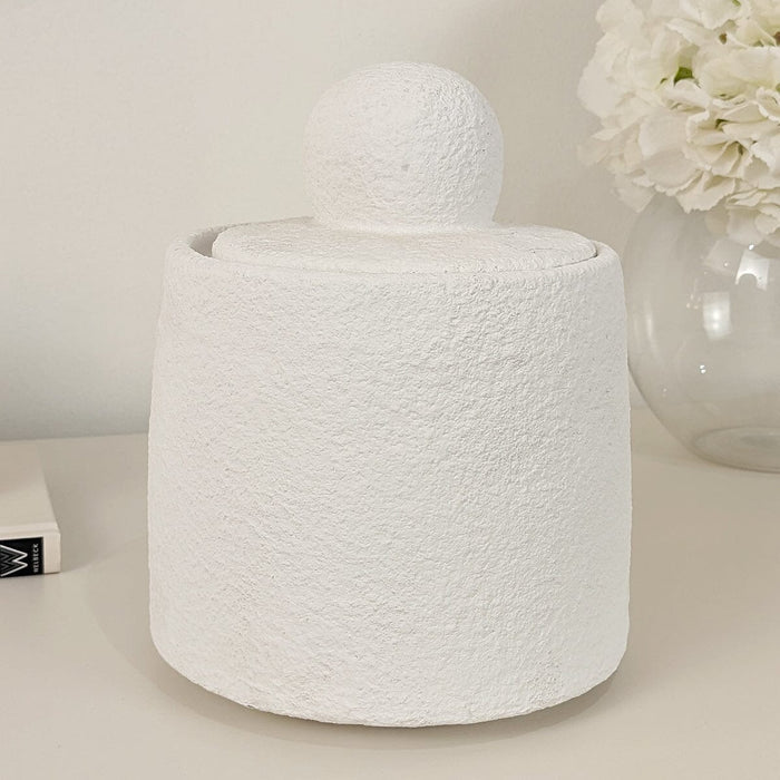 Laurel White Textured Decorative Jar Accessories
