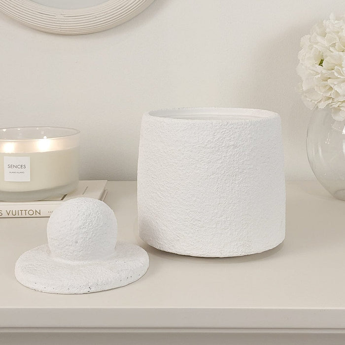 Laurel White Textured Decorative Jar Accessories