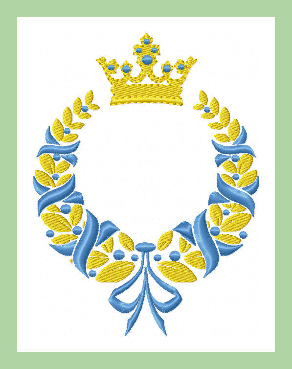 Laurel Wreath with Crown and Ribbon - Machine Embroidery Design