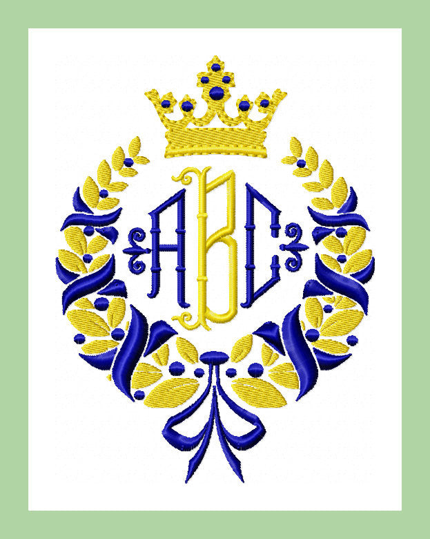Laurel Wreath with Crown and Ribbon - Machine Embroidery Design