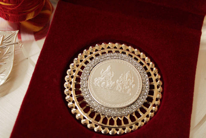 Laxmi Ganesha Silver Coin 99.9 Purity 10gm