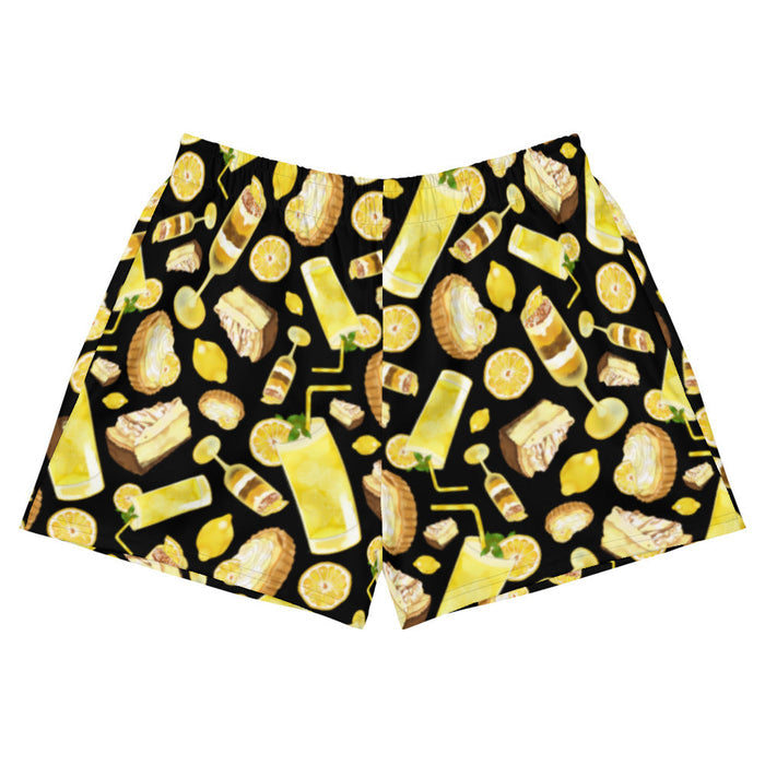 Lemon kawaii athletic shorts in yellow with layered lemon parfaits and fresh mint sprigs
