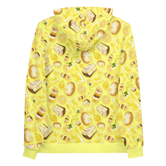 Lemon kawaii hoodie in yellow with torched meringue peaks and layered parfaits