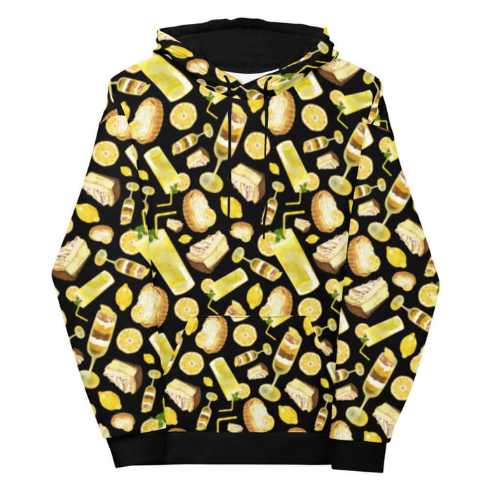 Lemon kawaii hoodie in yellow with juicy lemon slices and torched meringue peaks