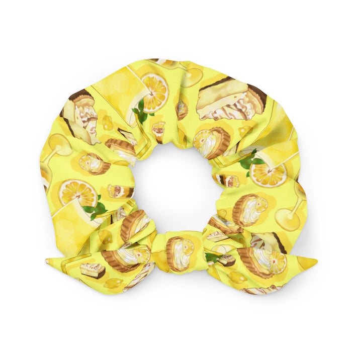 Lemon kawaii scrunchie in yellow with iced lemonade and juicy lemon slices