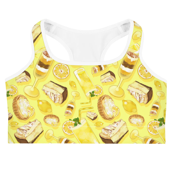 Lemon kawaii sports bra in yellow with iced lemonade and juicy lemon slices