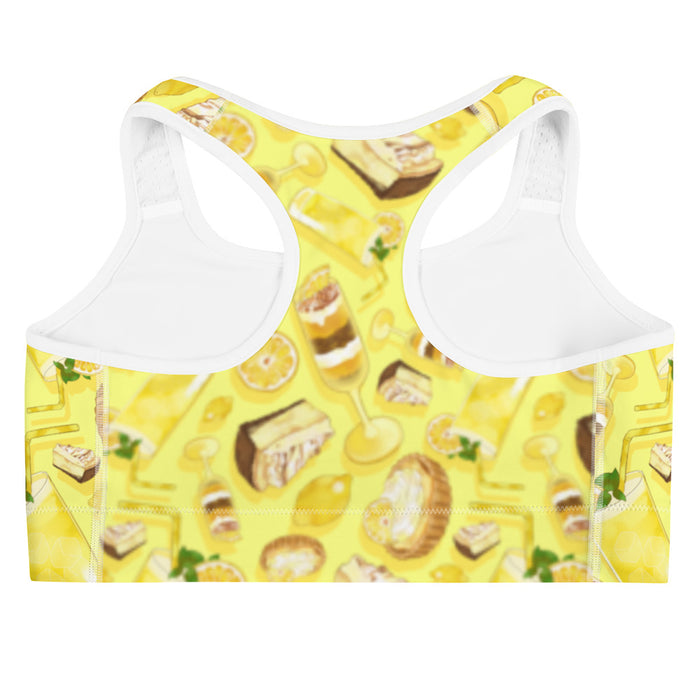 Lemon kawaii sports bra in yellow with torched meringue peaks and layered parfaits