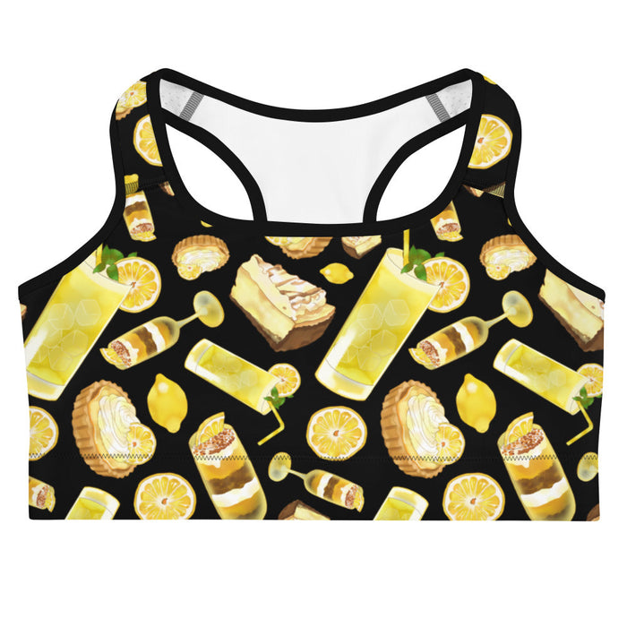 Lemon kawaii sports bra in yellow with juicy lemon slices and torched meringue peaks