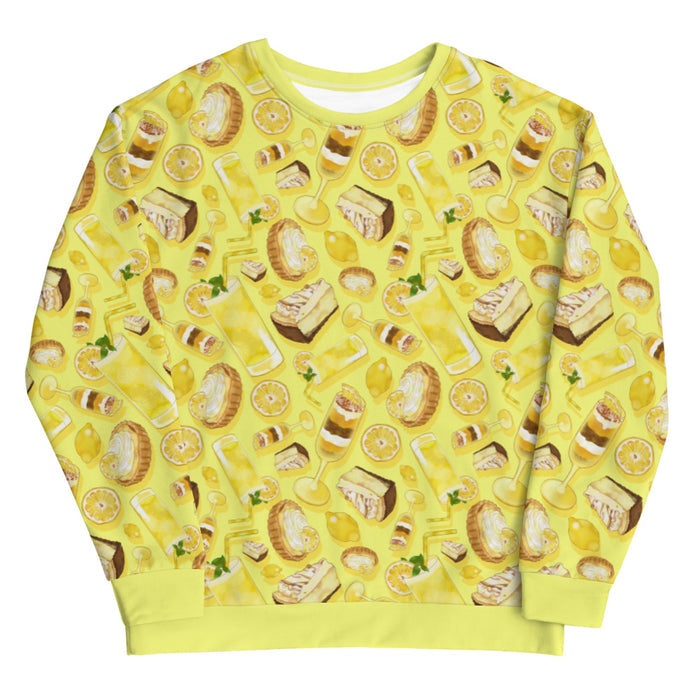 Lemon kawaii sweatshirt in yellow with layered lemon parfaits and fresh mint sprigs