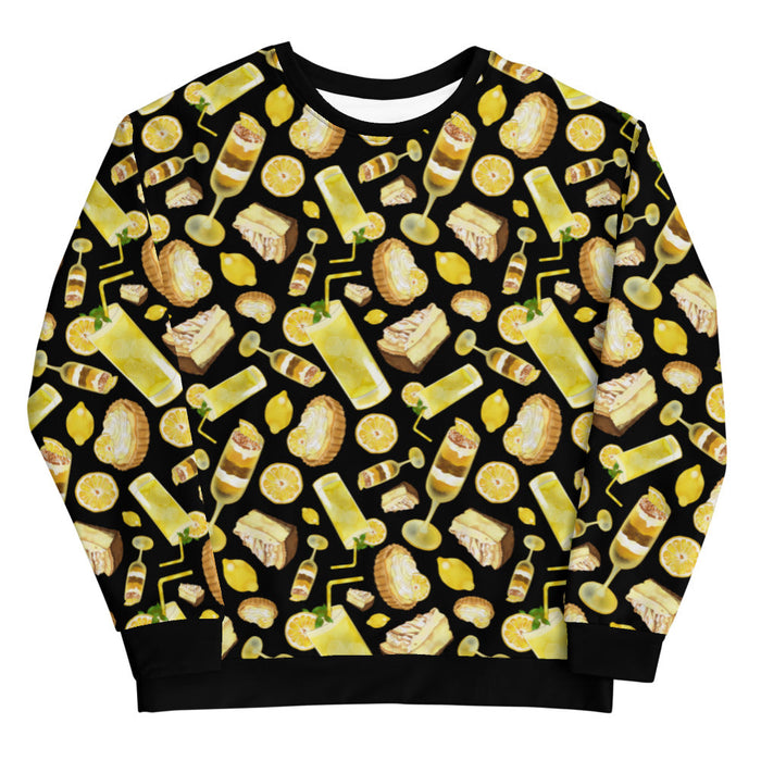 Lemon kawaii sweatshirt in yellow with lemon cheesecake and juicy lemon wheels