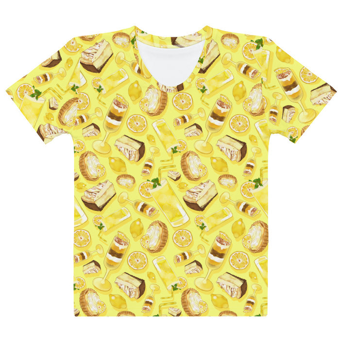 Lemon kawaii t-shirt in yellow with layered lemon parfaits and fresh mint sprigs