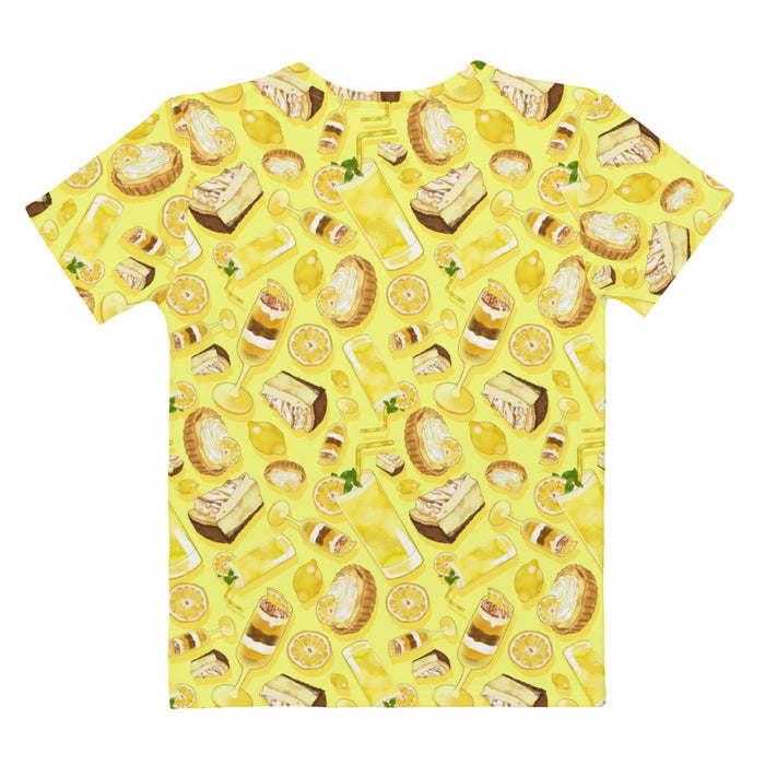 Lemon kawaii t-shirt in yellow with golden citrus tarts and iced lemonade