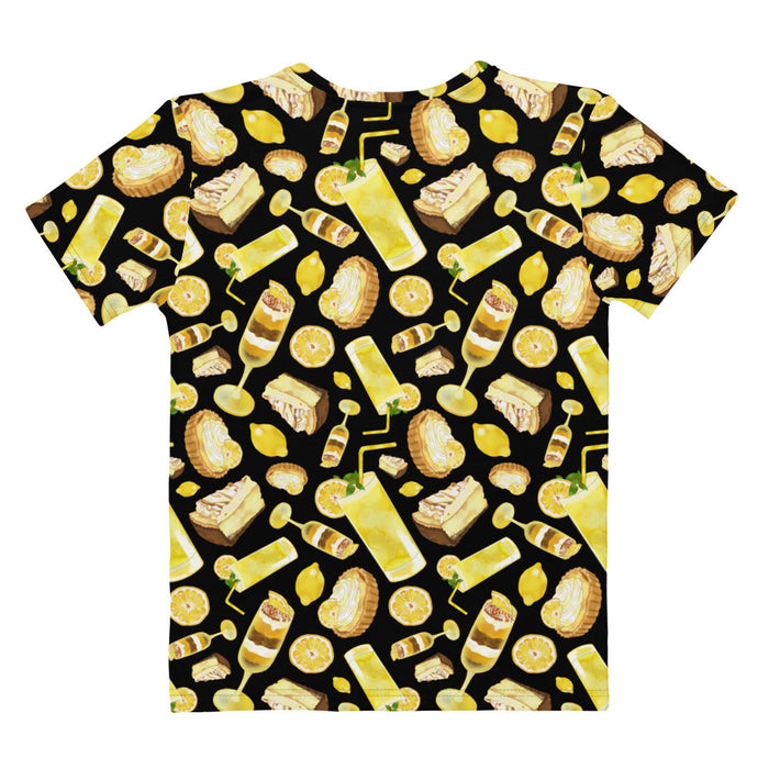 Lemon kawaii t-shirt in yellow with glossy whole lemons and citrus tarts