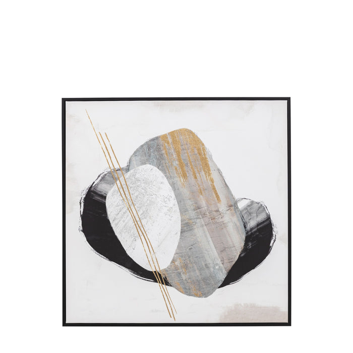 Levante Monochrome Abstract Framed Canvas Wall Art with Gold Detail Accessories