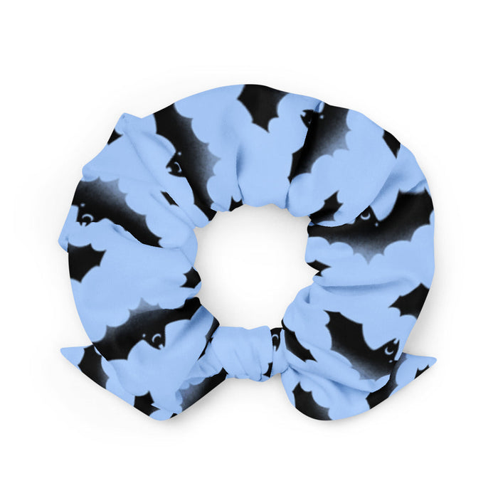 Lilith alternative scrunchie in blue with bats and crescent moons
