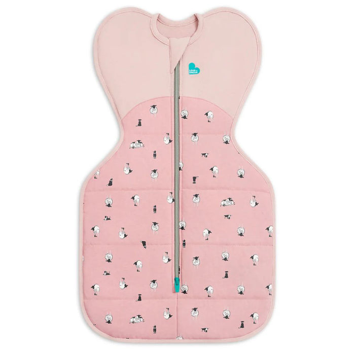 Love to Dream Swaddle Up 2.5 Tog Quilted Organic Cotton & Merino Sleeping Bag - Lamb's Best Friend (Rose)