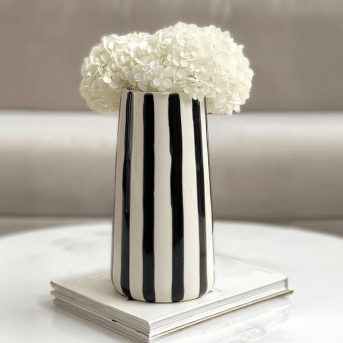 Mariza Black & White Striped Vase Accessories