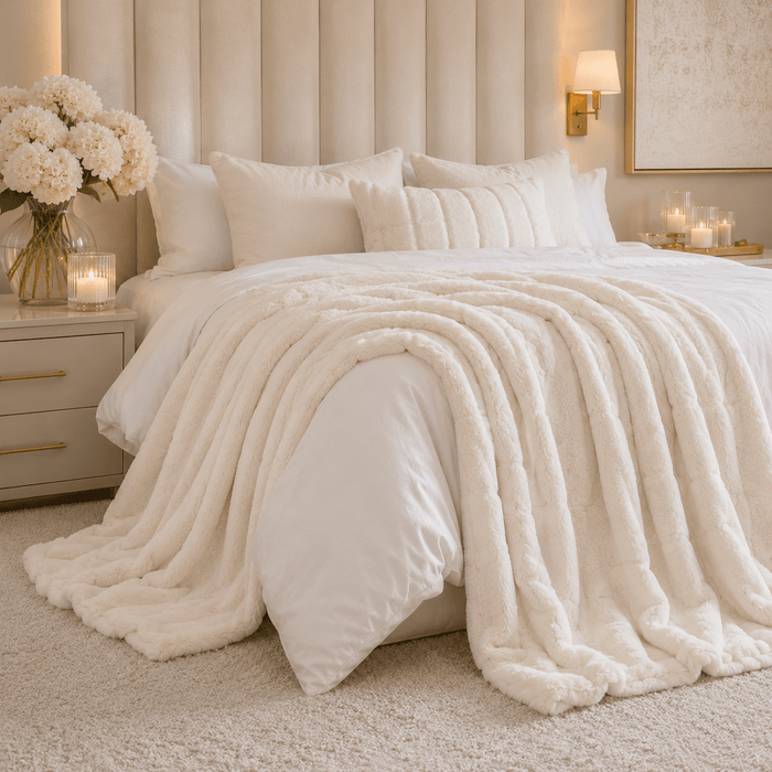 Marlowe Cream Faux Fur Throw Textiles
