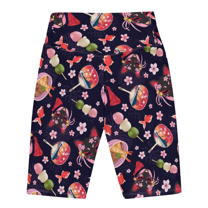 Matsuri kawaii biker shorts with hanami dango and sakura petals