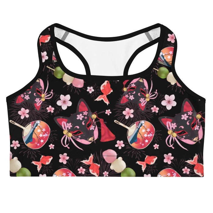Matsuri kawaii sports bra with goldfish and uchiwa fans