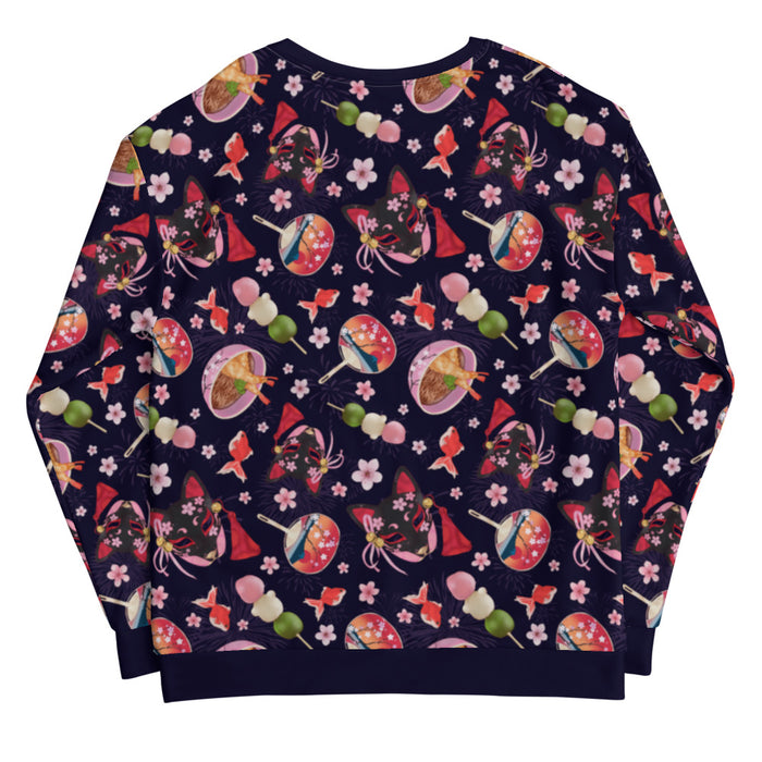 Matsuri kawaii sweatshirt with hanami dango and sakura petals