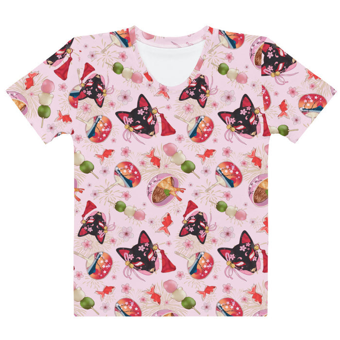 Matsuri kawaii t-shirt with uchiwa fans and tricolor dango