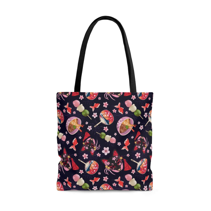 Matsuri Tote Bag (Indigo) features a vibrant Japanese festival design, perfect for gym or beach outings.