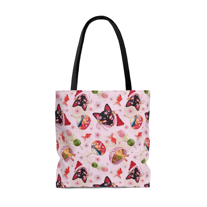 Matsuri Tote Bag (Pink) features vibrant festival designs, perfect for gym or beach outings. Lightweight with comfy straps.