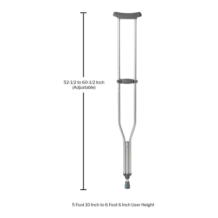 McKesson Aluminum Underarm Crutches, Tall Adult, 5'10" to 6'6" User Height, 350 lb Capacity - 146-10432-8-Pair - LL Medico