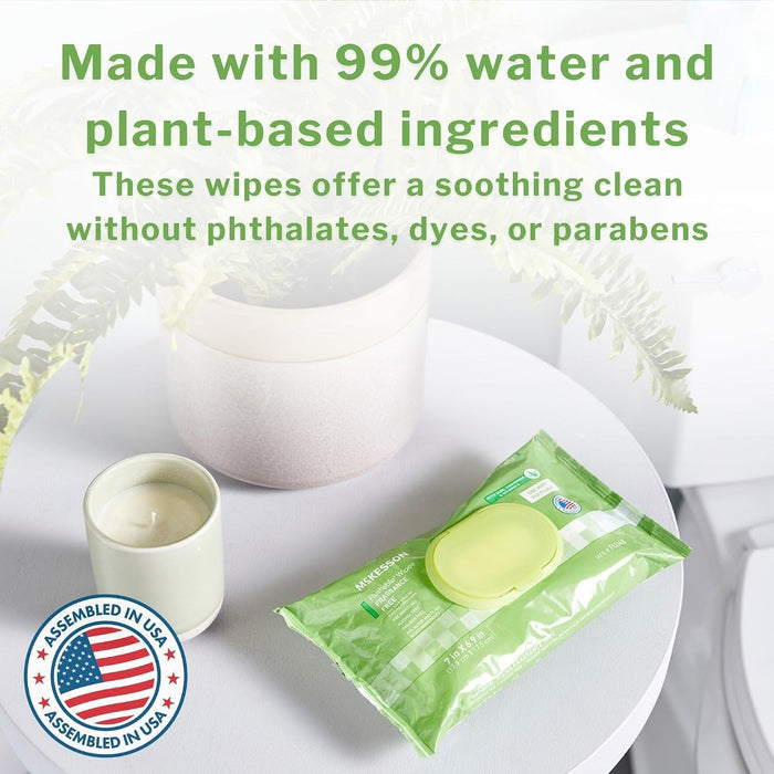 McKesson Flushable Wipes, Fresh Scent, 7" x 6.9"