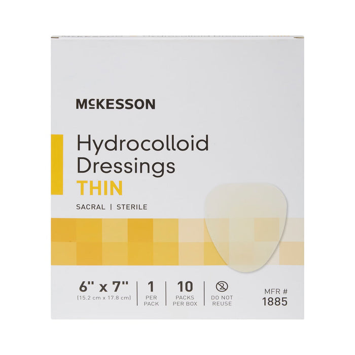 McKesson Hydrocolloid Dressing Thin with Film Backing, Sterile, Sacral, 6" x 7" - 1885-Single - LL Medico