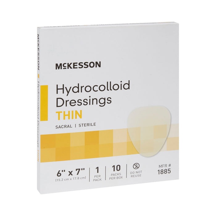 McKesson Hydrocolloid Dressing Thin with Film Backing, Sterile, Sacral, 6" x 7" - 1885-Single - LL Medico