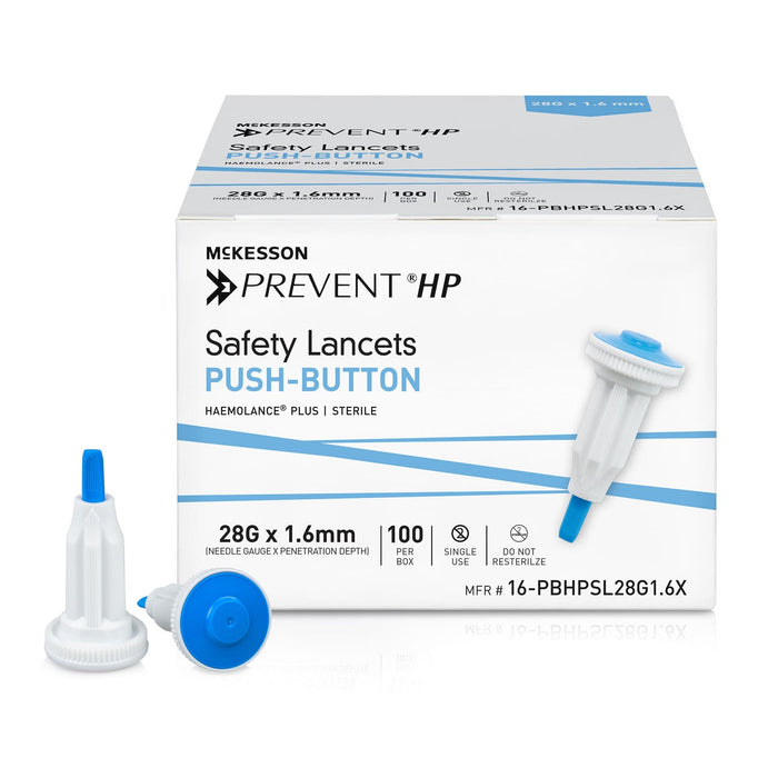 McKesson Prevent HP Safety Lancet, 28 Gauge - 16-PBHPSL28G1.6X-Box - LL Medico
