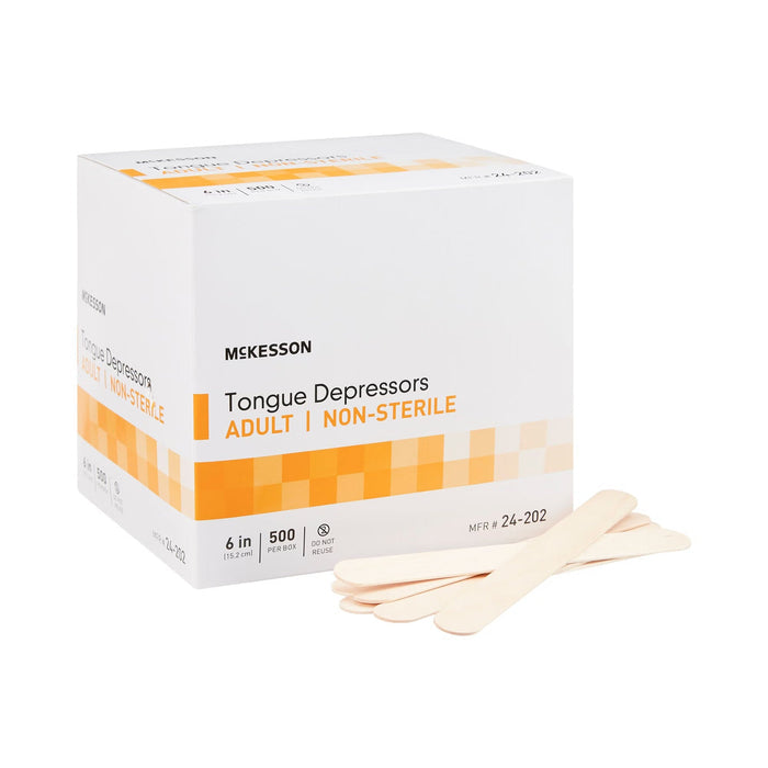 McKesson Tongue Depressor, Wood, Senior, 6", Non-Sterile - 24-202-Case - LL Medico