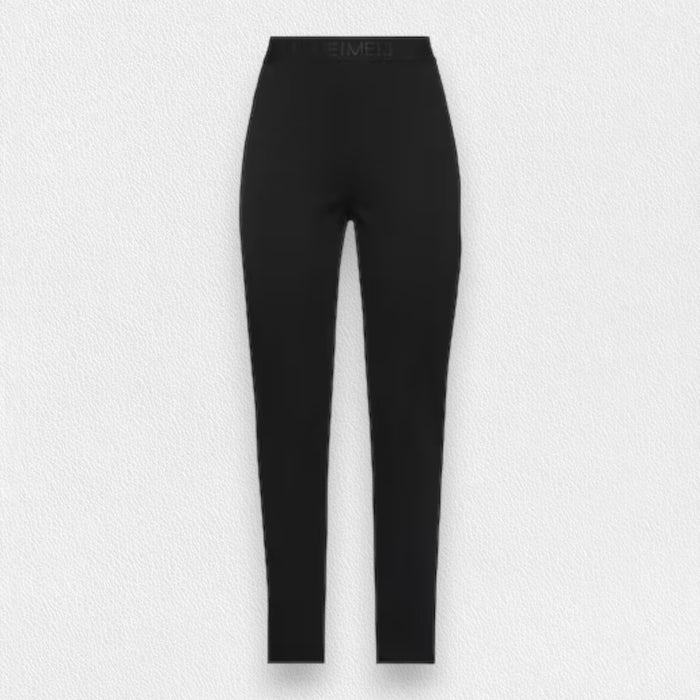 Close-up of the MEIMEIJ - PULL ON LEGGING PANT by MEIMEIJ, featuring a dark blue, tightly woven fabric with a slightly textured surface and uniform finish—ideal for ankle-length stretch leggings.