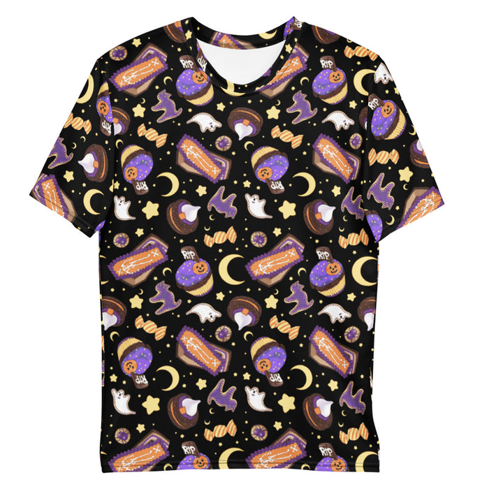Halloween Treat alternative men's t-shirt in black with ghost cookies and crescent moons